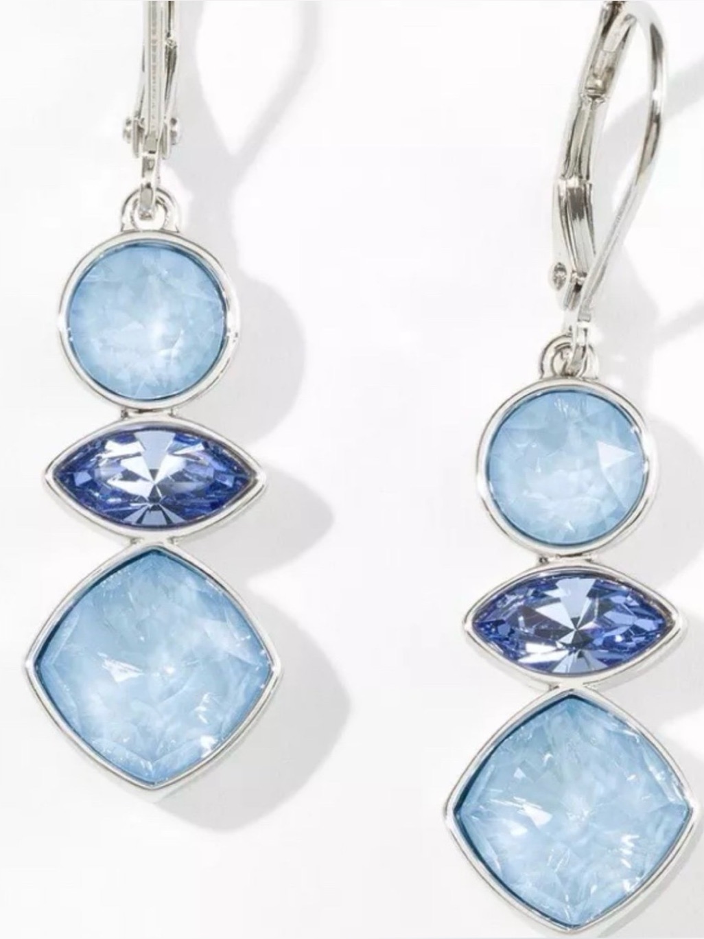 Touchstone Crystal Blue Skies Earrings Rhodium & Swarovski Crystals Bnib Pretty!